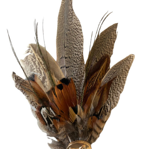 Millinery made fedora feather pin.